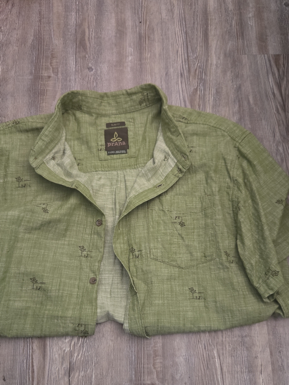 Prana Men's Light Olive Green Button-Up Shirt